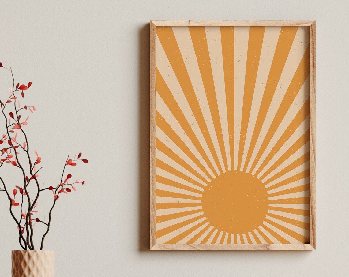Sunburst Wall Decor, Mid Century Modern Art Print