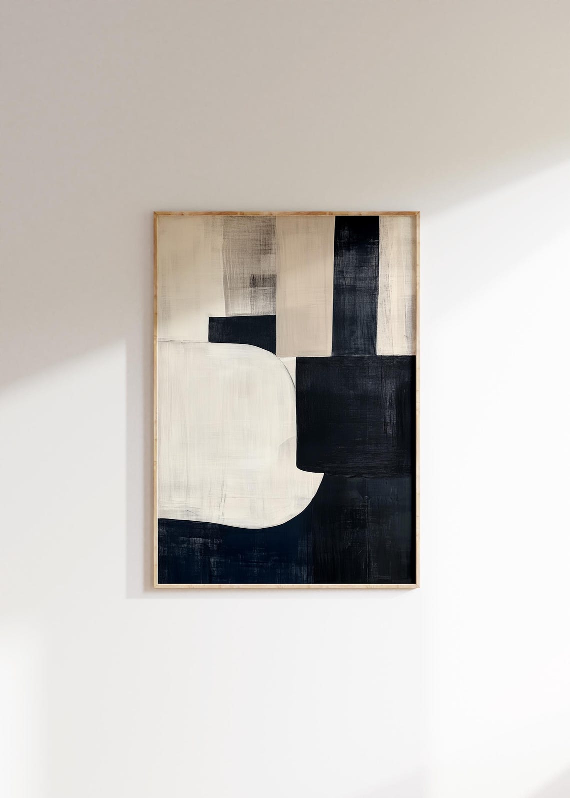 Black White Abstract Brush Block Minimalist Modern Art Poster - Image 2