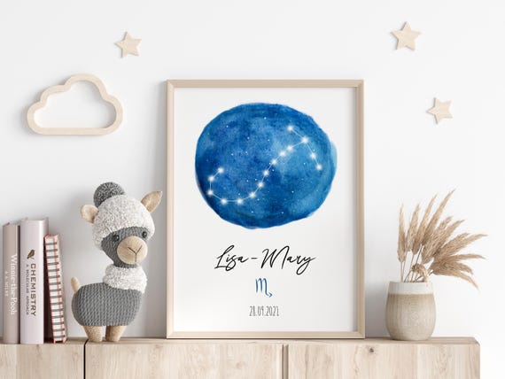 Personalized Scorpio Star Map Poster Custom Astrology Gift Birth Stats Sign Baby Shower Gift Newborn Name Sign Scorpio Gift
