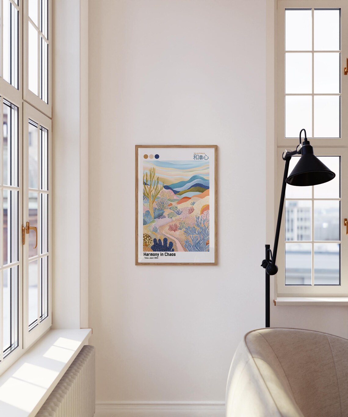 Harmony in Chaos Tokyo Japan Pastel Hills Landscape Art Poster - Image 4