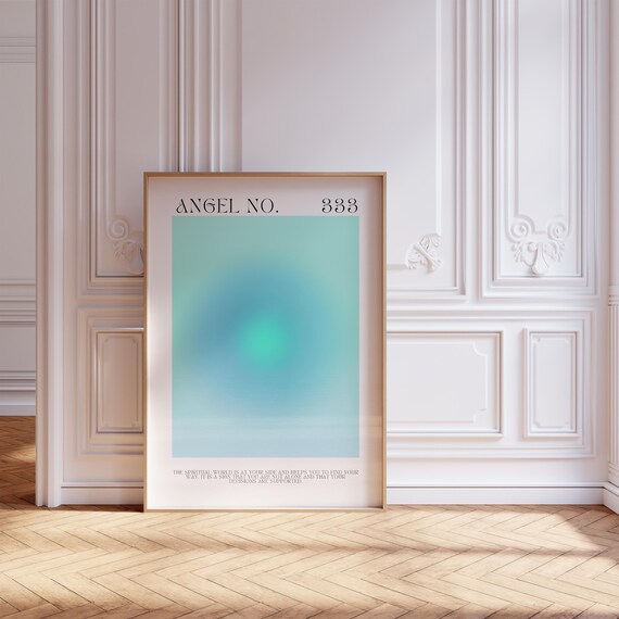 Angel Number 333 Spiritual Poster With Calming Teal Aura Gradient Art
