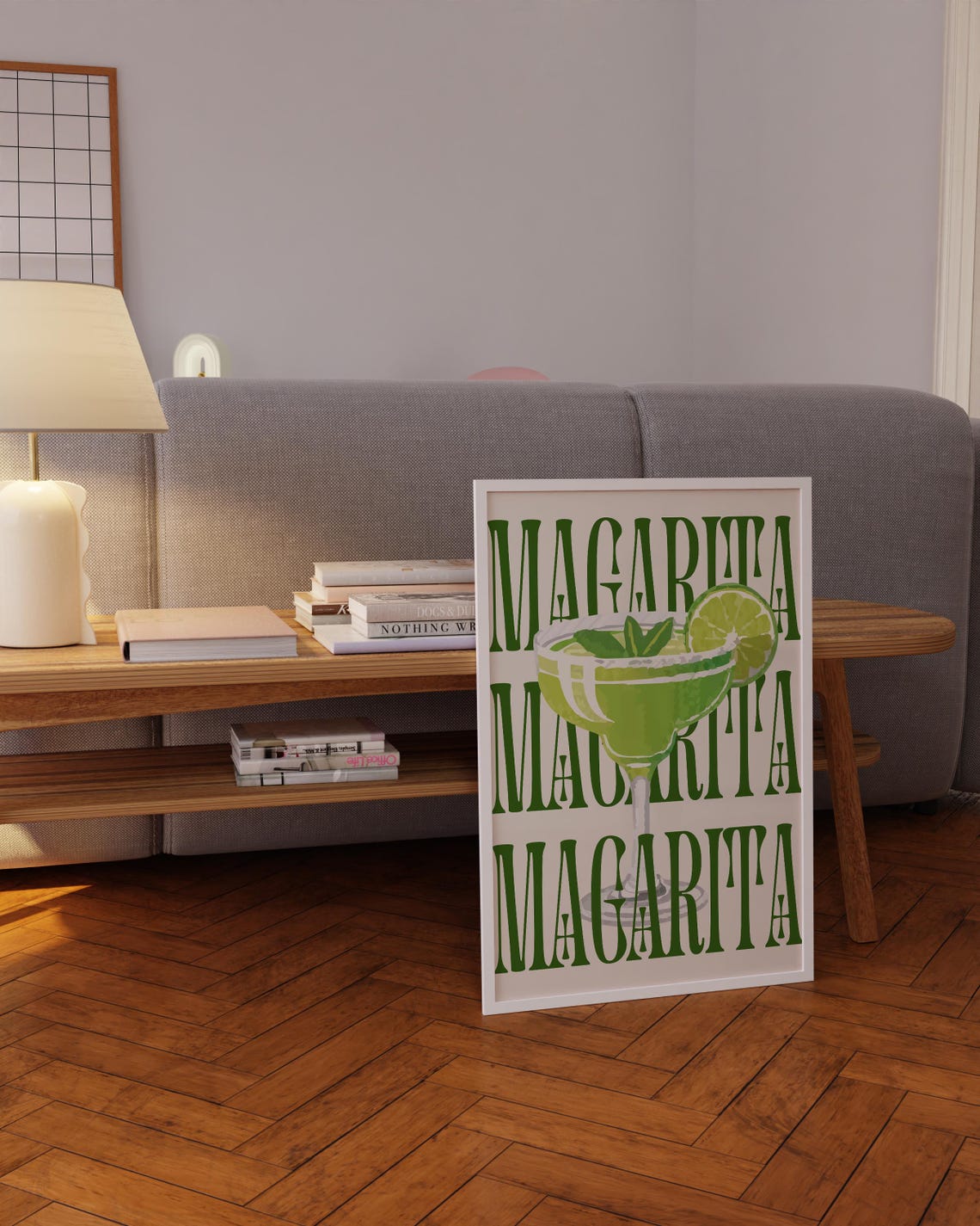 Margarita Green Typography Cocktail Poster Lime Glass Bar Decor - Image 5