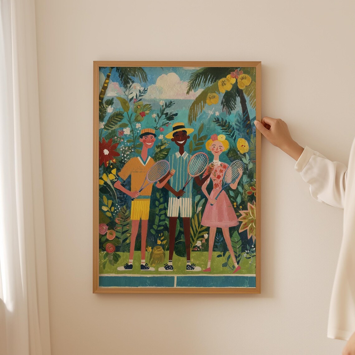 Grandmillennial Tennis Print, Maximalist Sports Poster