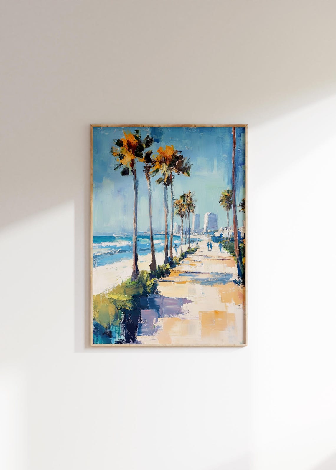 Palm Lined Beach Boardwalk Promenade Impressionist Painting Poster - Image 4