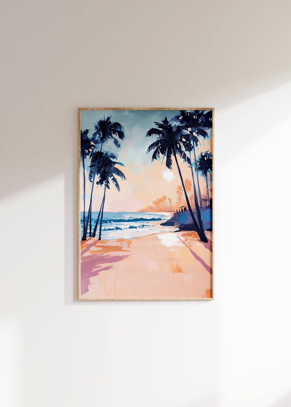 Pastel Palm Trees Tropical Beach Painting Calm Art Wall Poster - Image 4