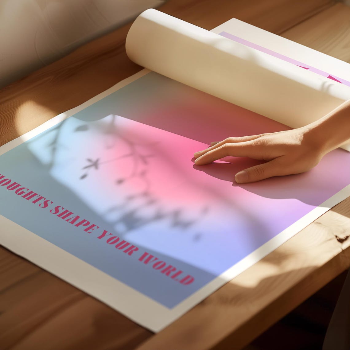 Mind Thoughts Shape Your World Retro Pink Aura Motivation Poster - Image 4