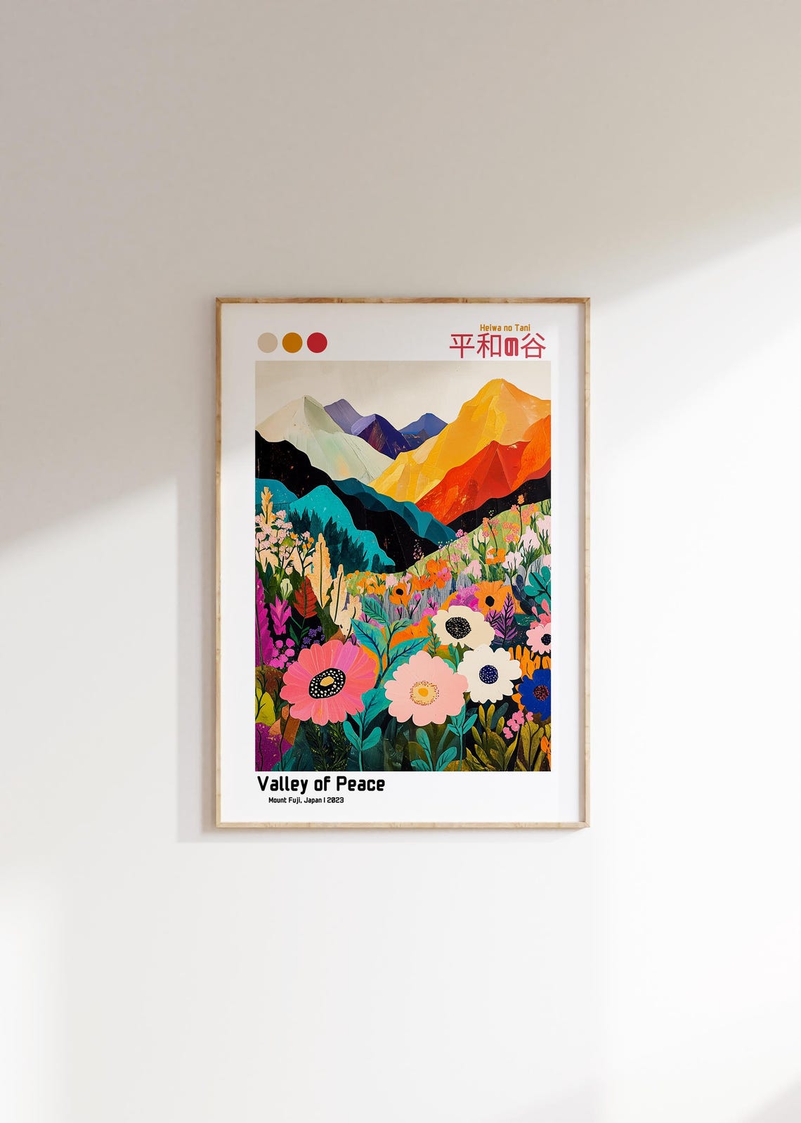 Valley of Peace Mount Fuji Japan Wildflower Meadow Art Poster - Image 2