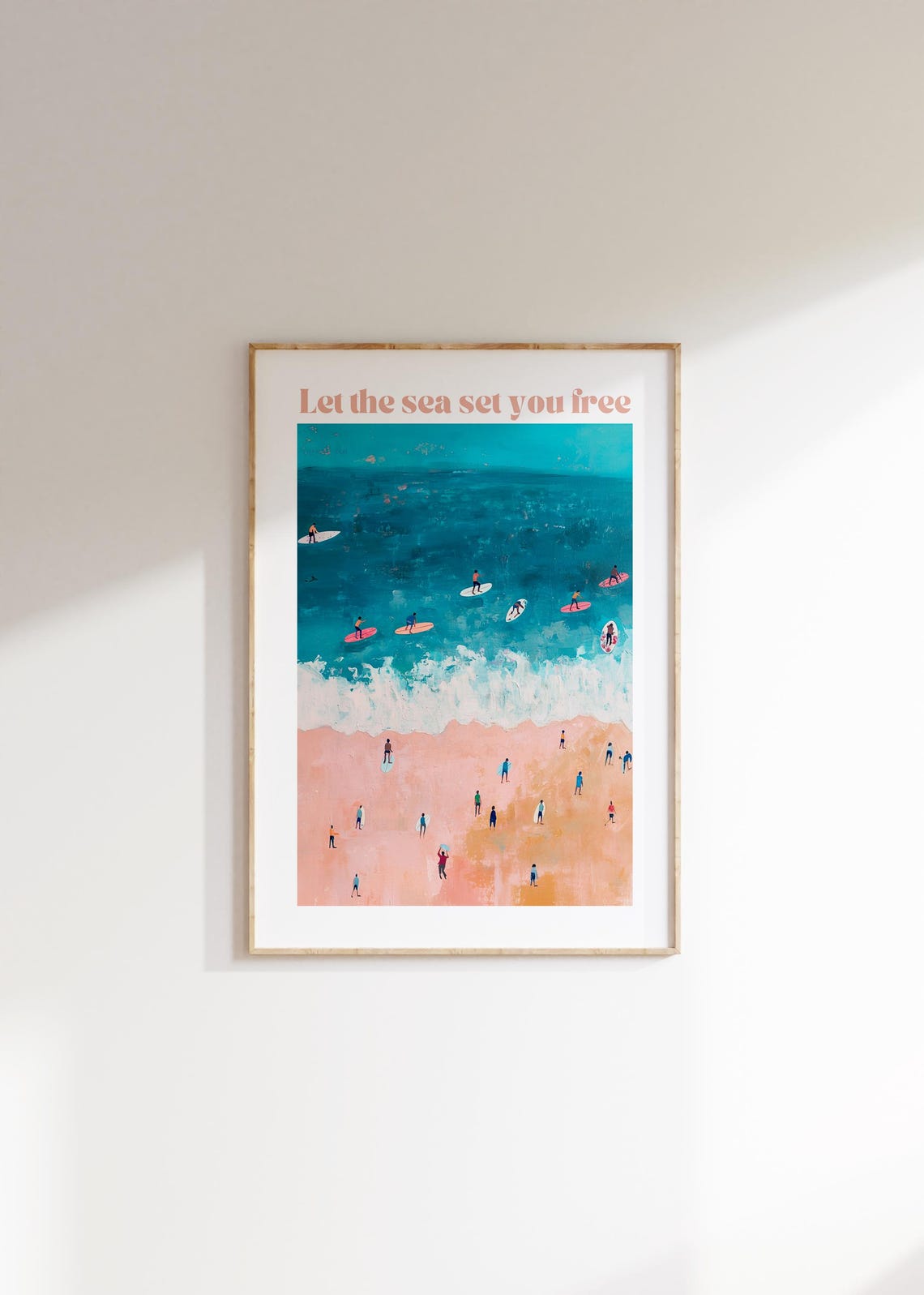 Let The Sea Set You Free Aerial Turquoise Beach Surf Art Poster - Image 4