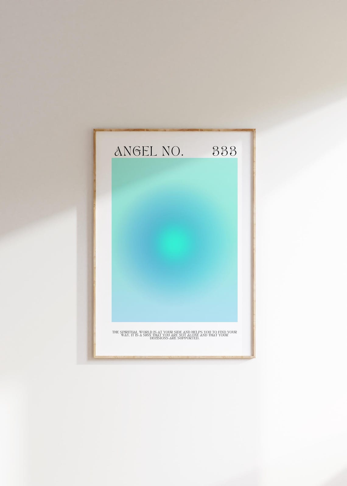 Angel Number 333 Spiritual Poster With Calming Teal Aura Gradient Art - Image 3