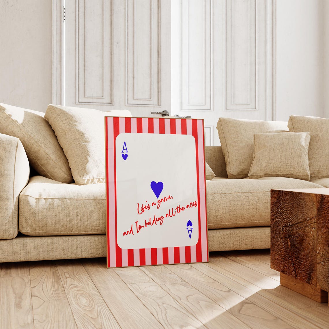 Ace of Hearts Life's a Game Playing Card Retro Preppy Wall Art Poster - Image 2
