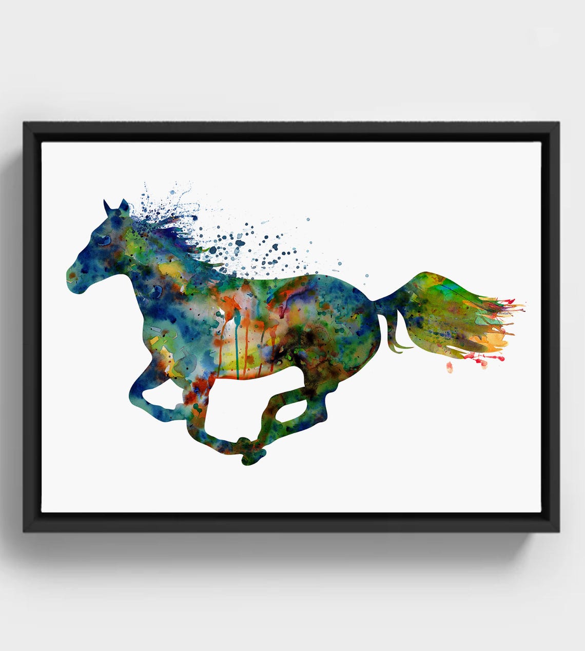 Abstract Running Horse Watercolor Print Equine Silhouette