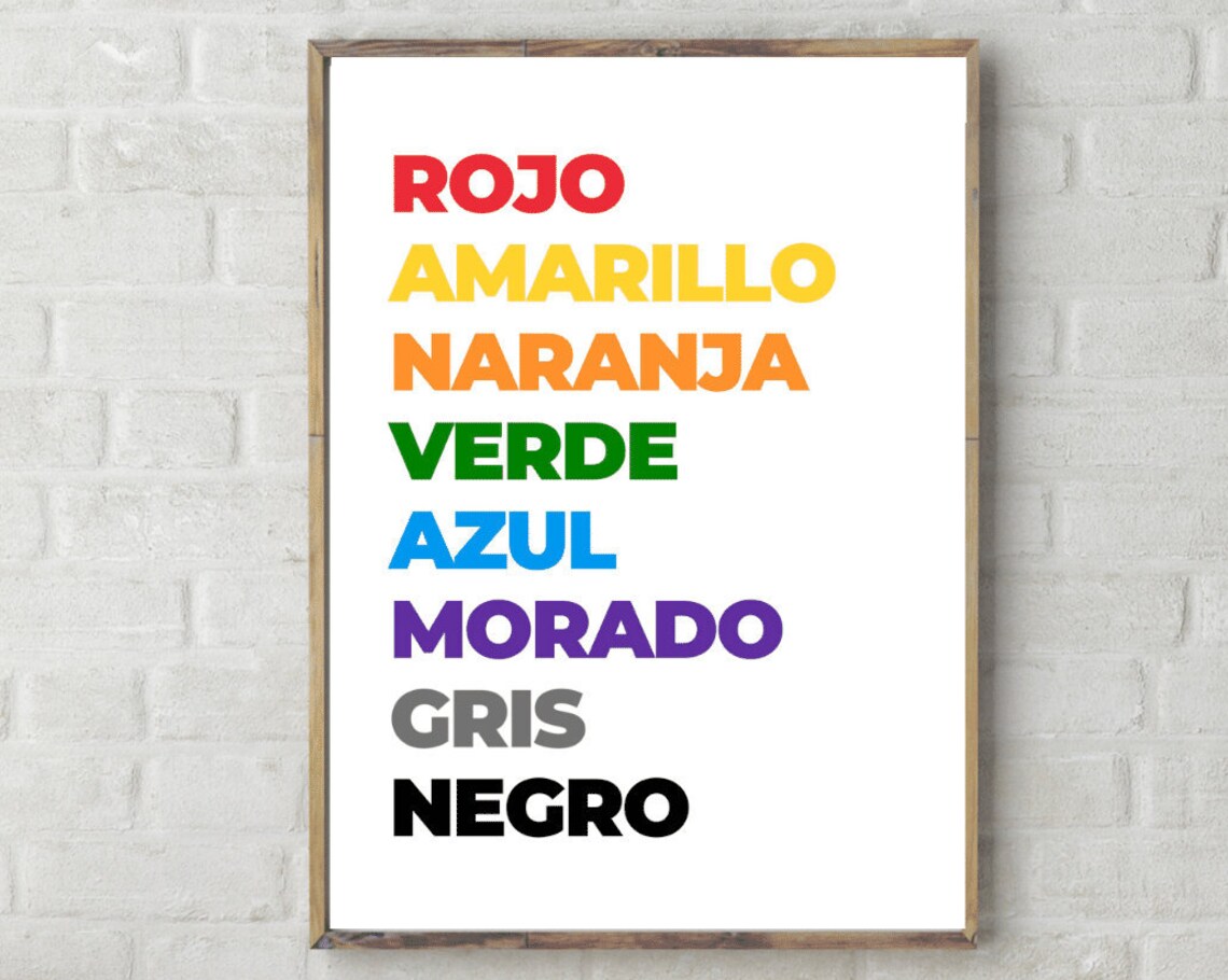 Spanish Colors Kids Nursery Classroom Art Print
