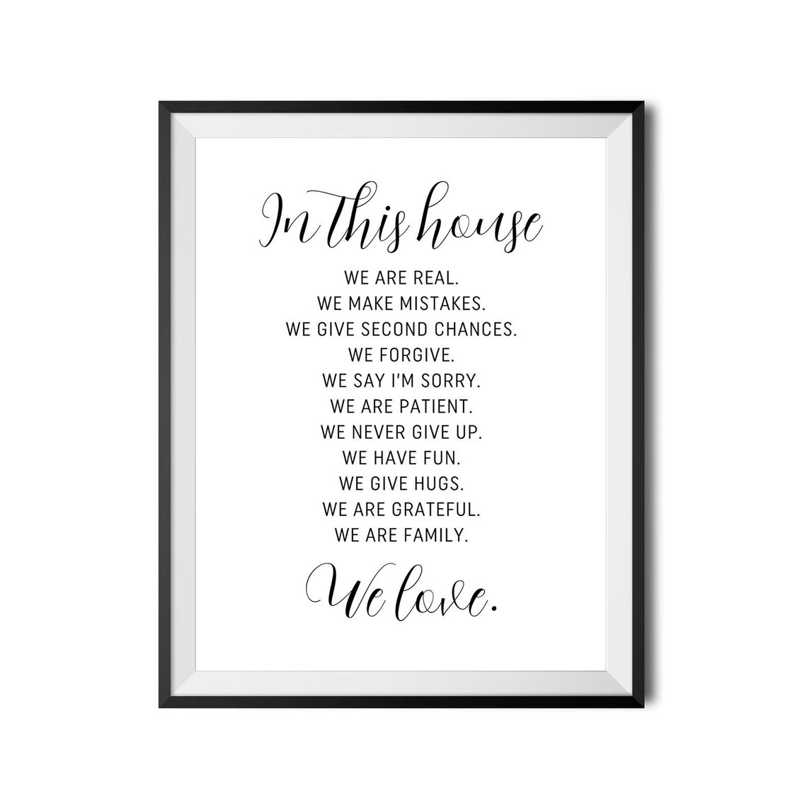 In This House We Are Family House Rules Script Typography Wall Art - Image 3