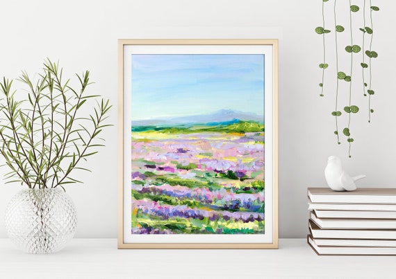 Lavender Fields Landscape Scenery Art Print