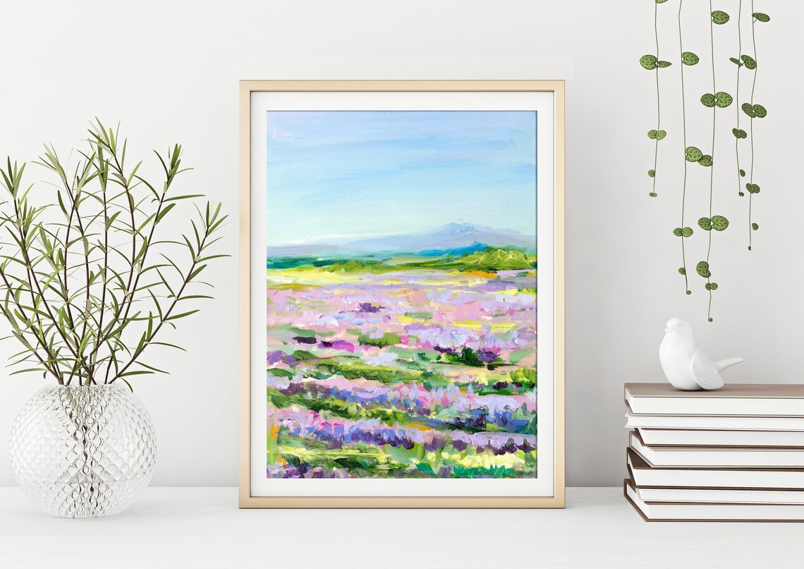 Lavender Fields Landscape Scenery Art Print