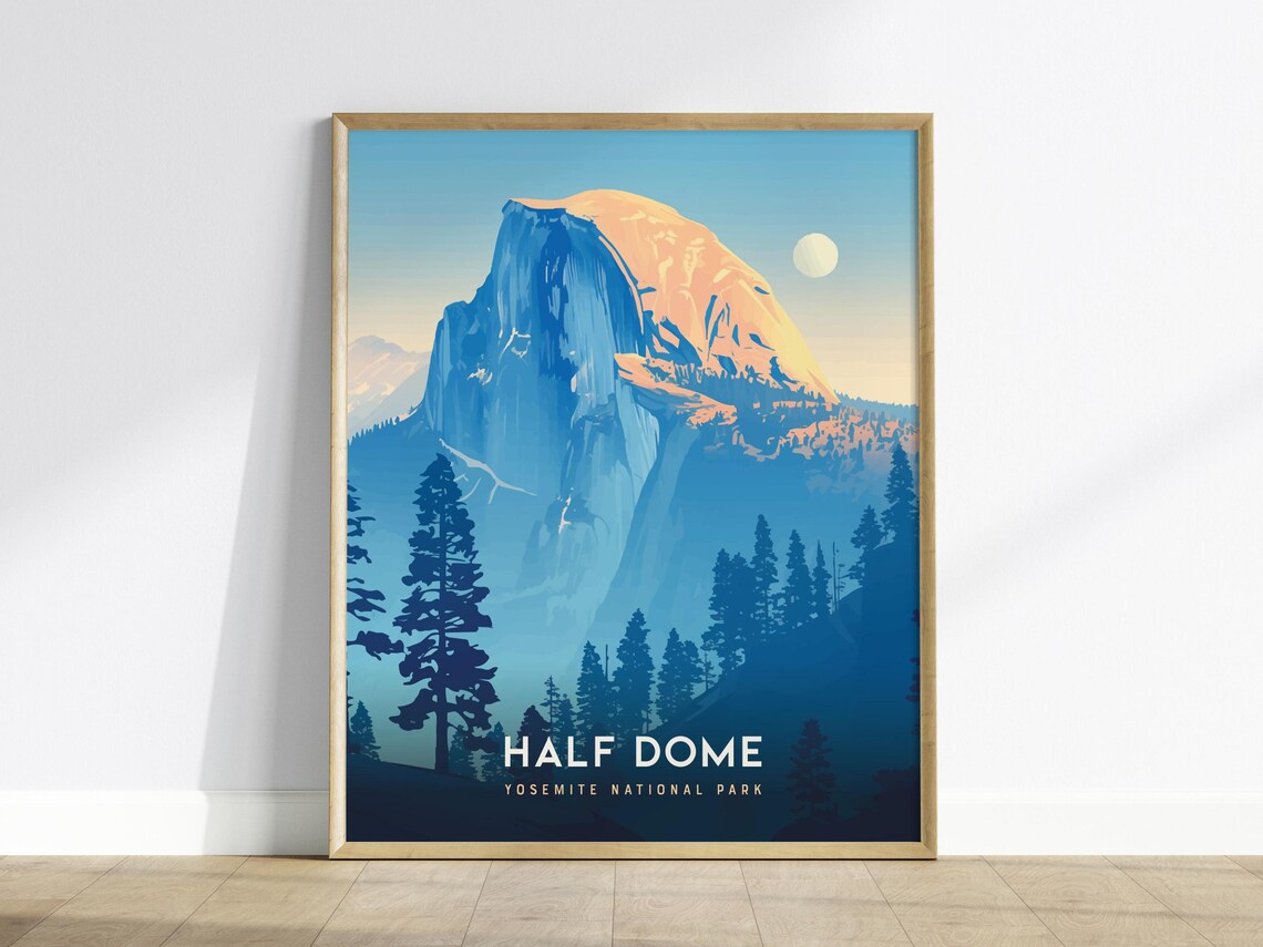Half Dome Yosemite National Park Granite Cliff Travel Poster