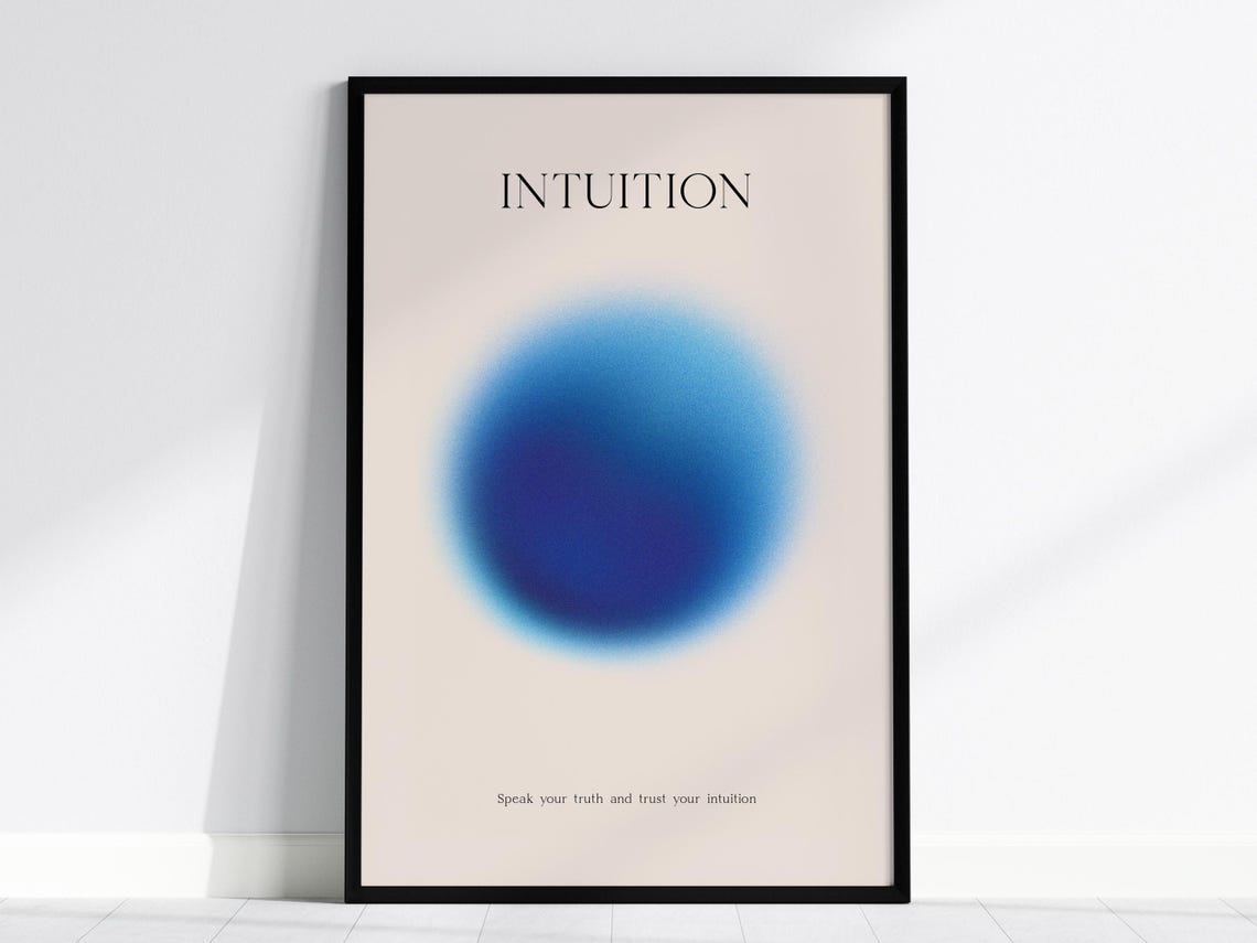 Intuition Blue Aura Gradient Minimalist Mindfulness Quote Poster