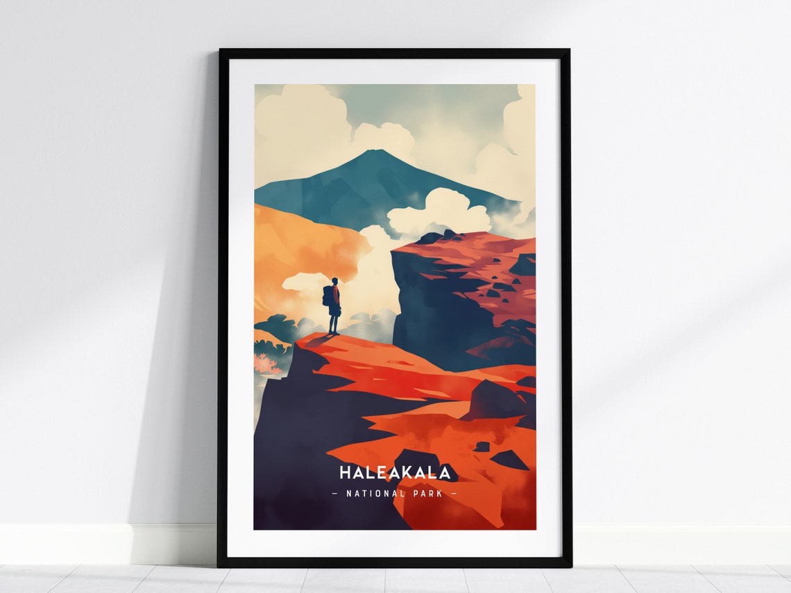 Haleakala National Park Maui Volcano Crater Hiker Adventure Poster