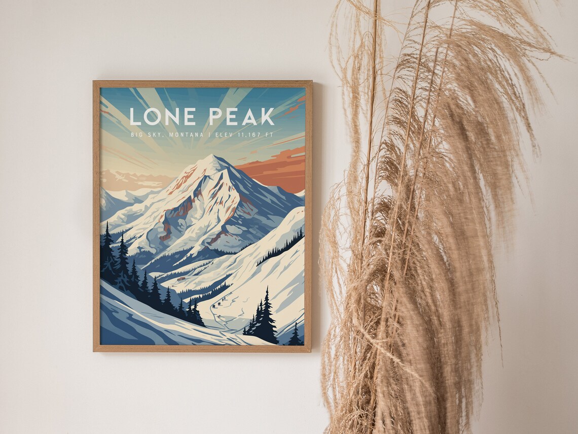 Lone Peak Big Sky Montana Ski Resort Travel Poster - Image 2