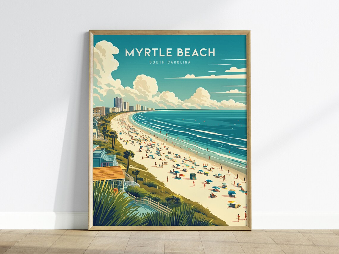 Myrtle Beach Travel Poster, South Carolina Wall Art
