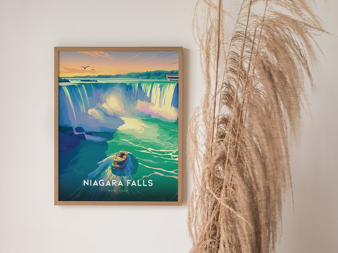 Niagara Falls New York Waterfall Tour Boat Vintage Travel Poster - Image 3