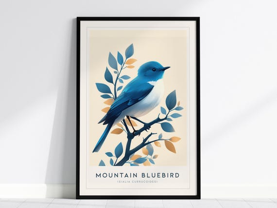 Vintage Mountain Bluebird Print Natureinspired Ornithology Art