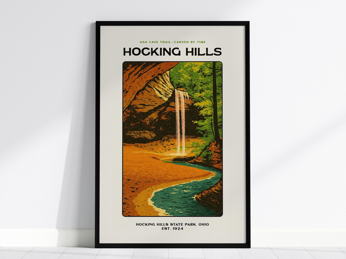 Hocking Hills Vintage Ohio State Park Art Print