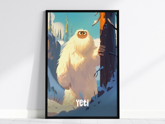 Yeti Cute Cryptids Series Snowman Kids Room Framed Poster Art Childrens Illustration Toddler Boys Bedroom Nursery Unframed Print Set