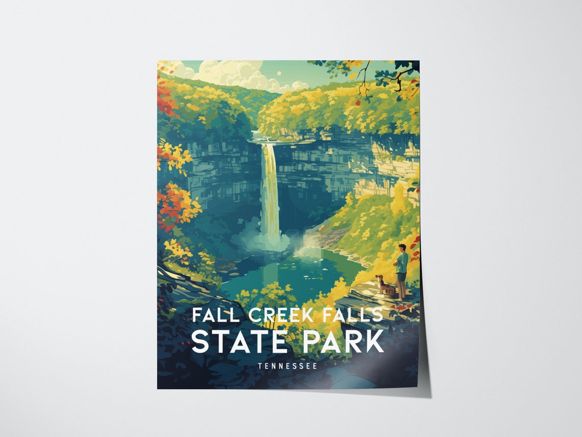 Fall Creek Falls State Park Poster Tennessee Hiking Adventure Art
