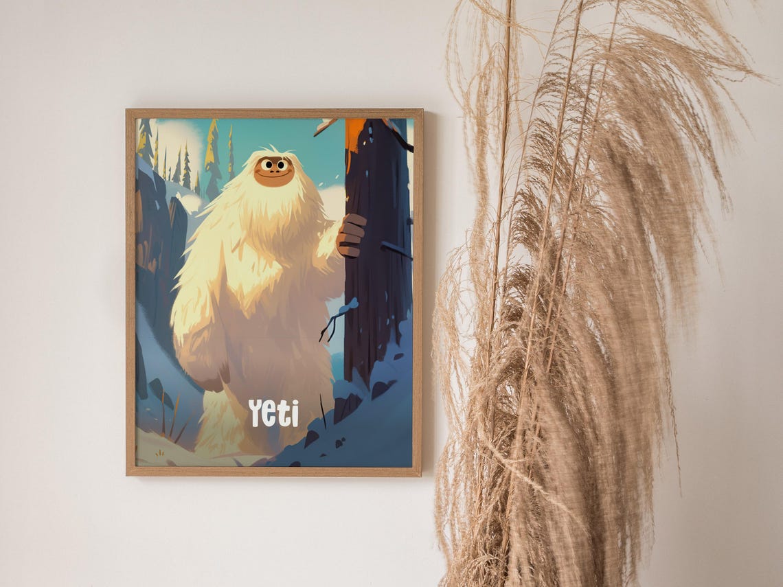 Friendly Yeti Cute Cryptid Snow Monster Kids Room Art Poster - Image 3