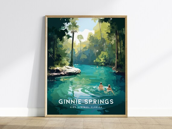 Ginnie Springs Florida Turquoise Swimming Spring Travel Poster