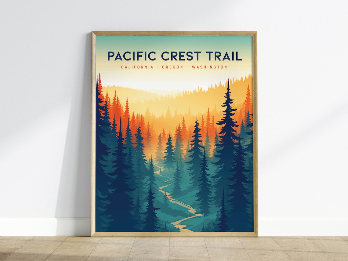 Pacific Crest Trail Travel Poster, Scenic Journey