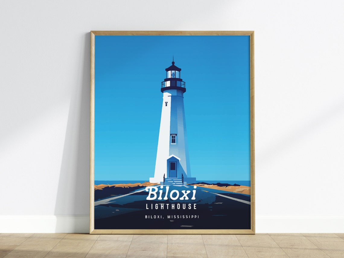 Biloxi Lighthouse Mississippi Gulf Coast Minimalist Art Poster