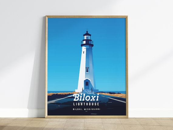 Biloxi Lighthouse Mississippi Gulf Coast Minimalist Art Poster