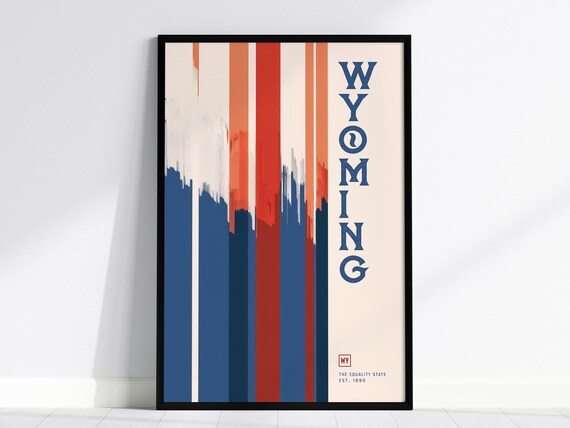 Wyoming Retro Minimalist Flag Stripes Equality State Art Poster