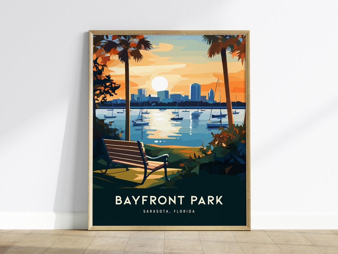 Bayfront Park Sarasota Bay Travel Poster, Florida