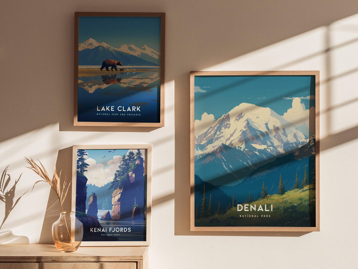 Denali National Park Alaska Snow Capped Mountain Peak Poster - Image 4