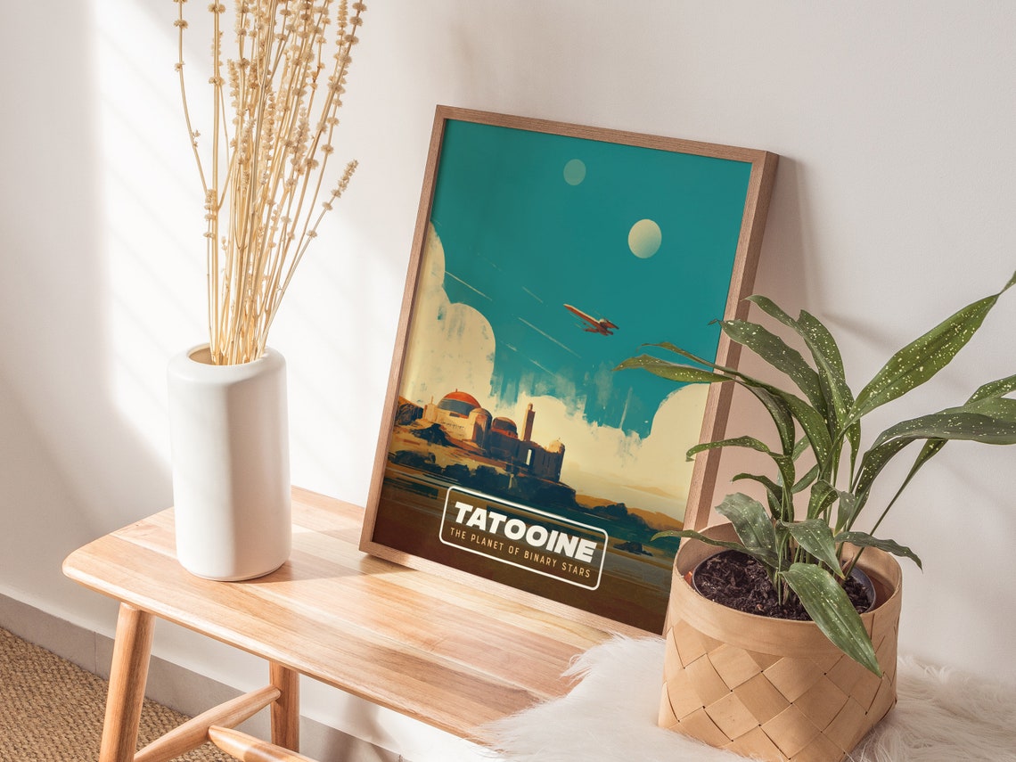Tatooine Star Wars Retro Travel Art Binary Suns Galaxy Poster - Image 3