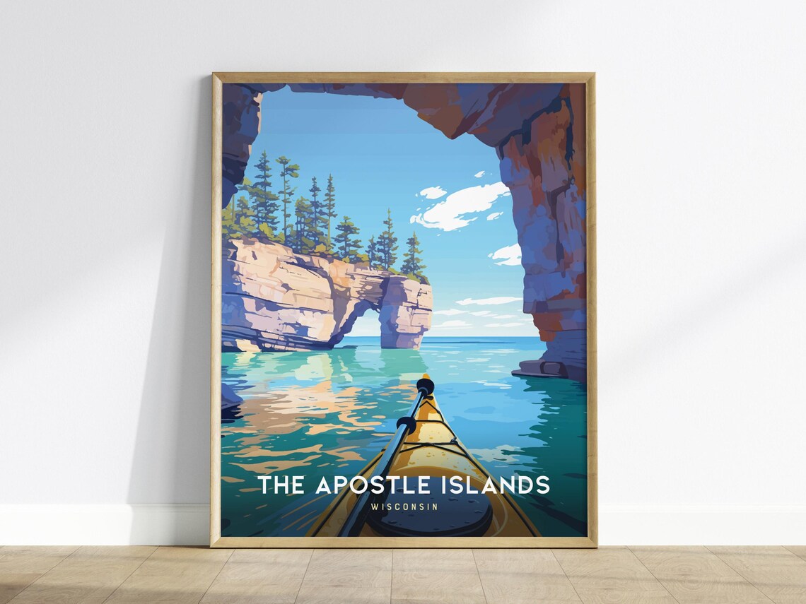Apostle Islands Kayaking Travel Poster, Wisconsin
