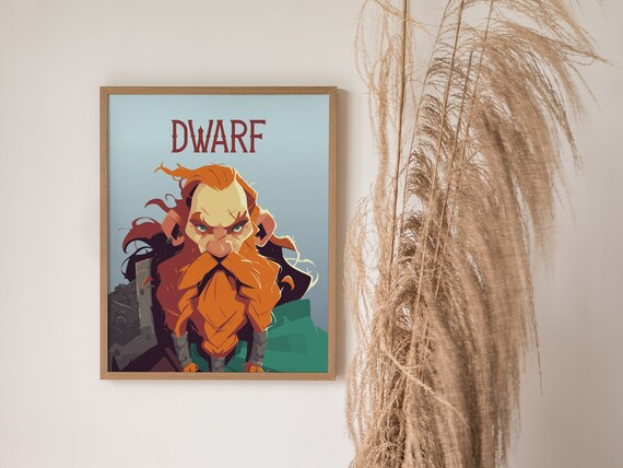 Dwarf Warrior Fantasy Character Portrait Poster Red Beard Armor