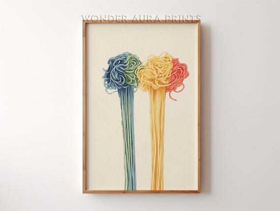 Rainbow Pasta Bundles Colorful Noodle Art Minimal Kitchen Poster