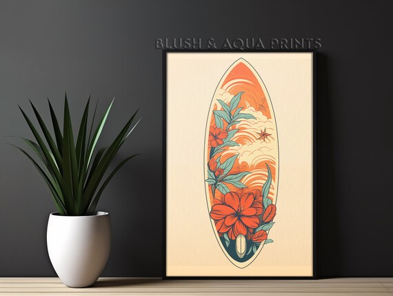 Boho Surfboard Wall Art Room Decor Prints Trendy Surf Poster Bedroom Over The Bed