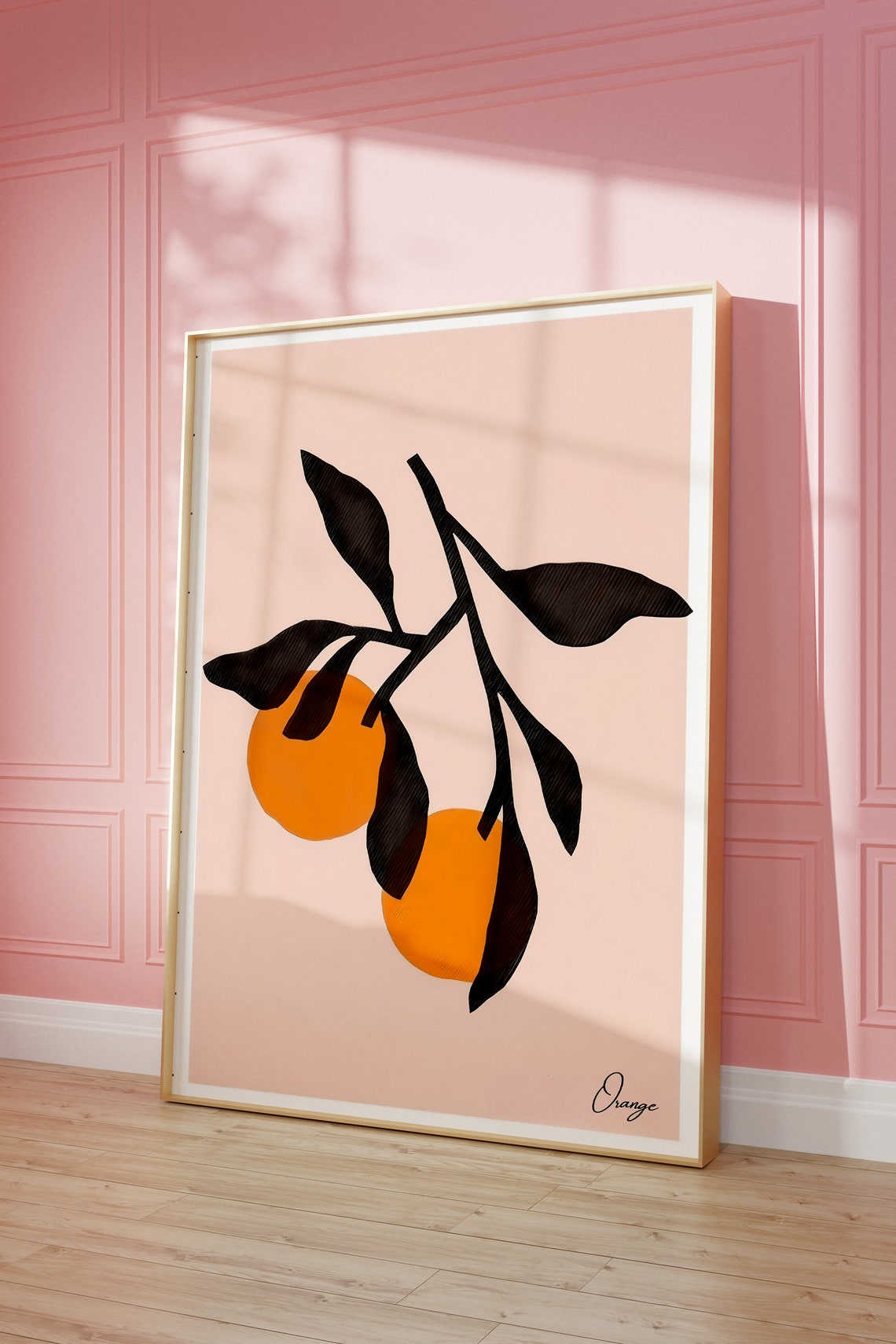 Minimalist Orange Branch Bold Black Leaf Modern Botanical Poster - Image 3