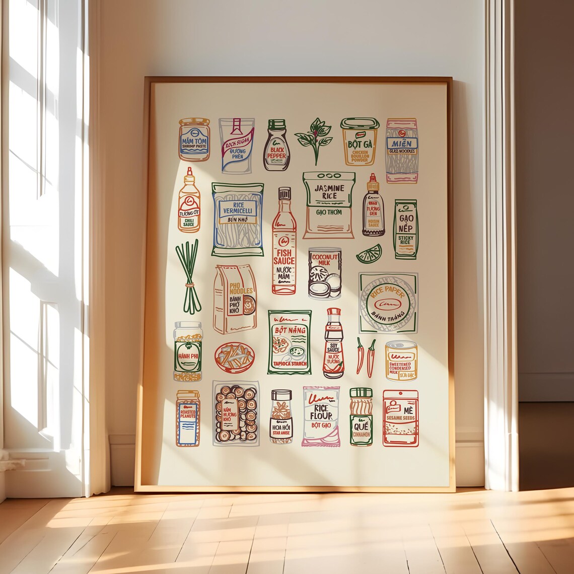 Vietnamese Pantry Art Print, Kitchen Decor