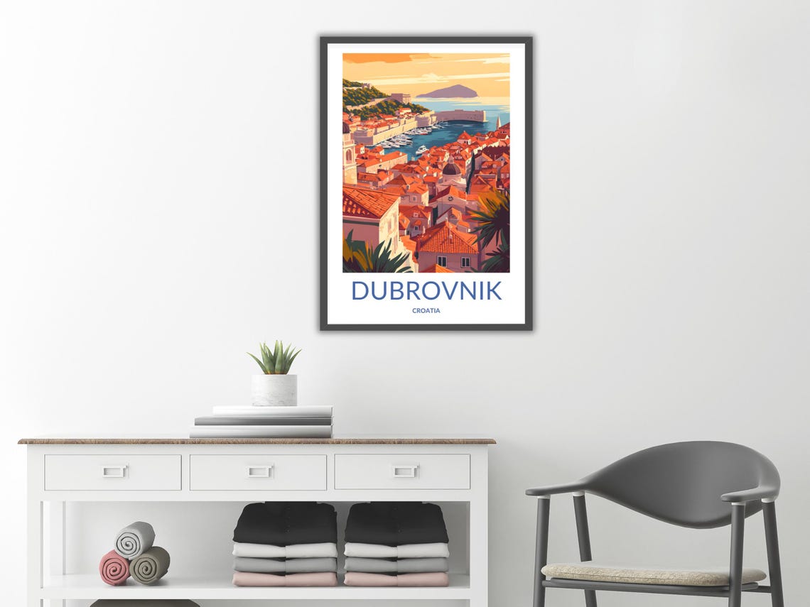 Dubrovnik Sunrise Art Croatia Cityscape Adriatic Coast Print Dubrovnik City Walls European Travel Poster Dubrovnik Decor - Image 2