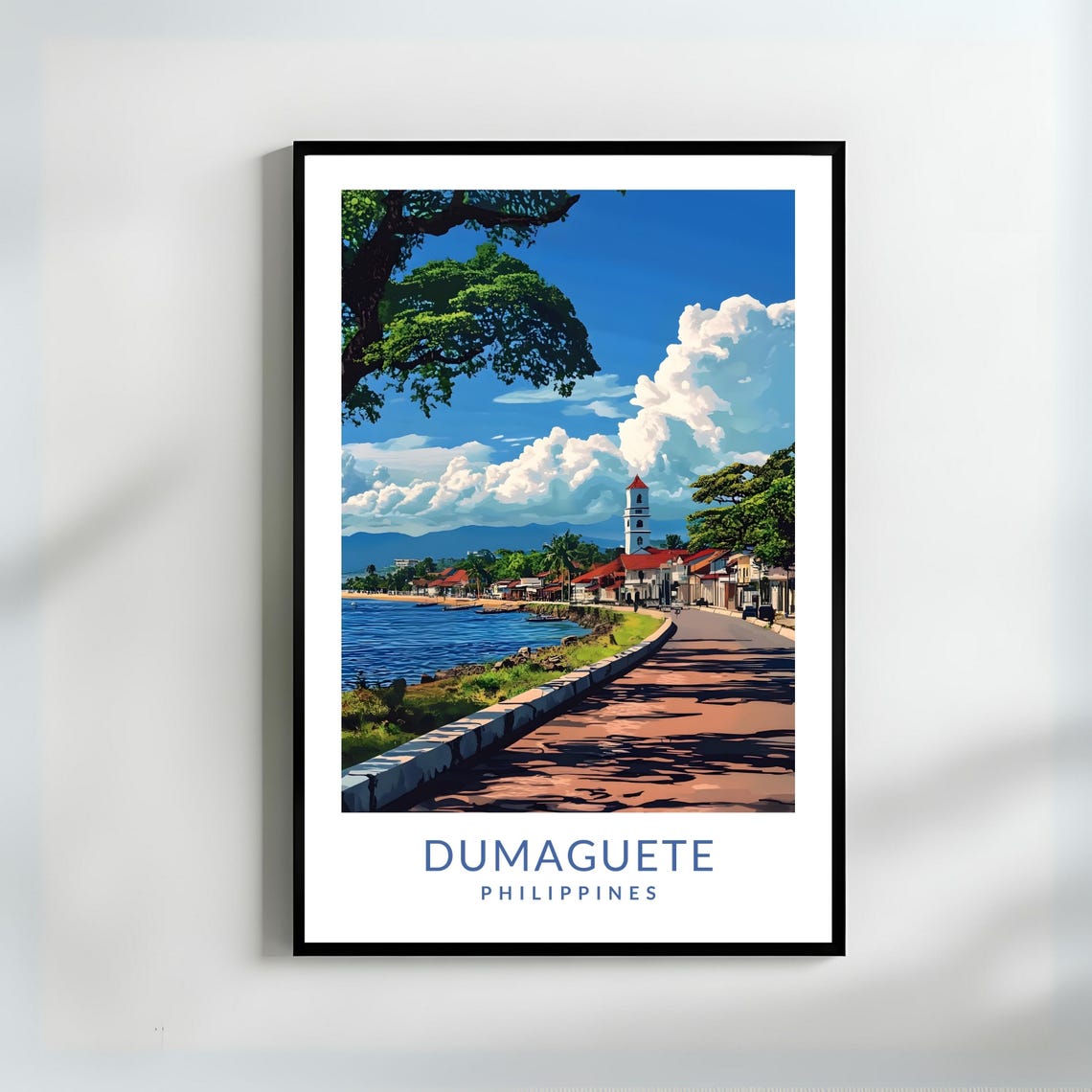 Dumaguete Philippines Waterfront Boulevard Travel Art Poster