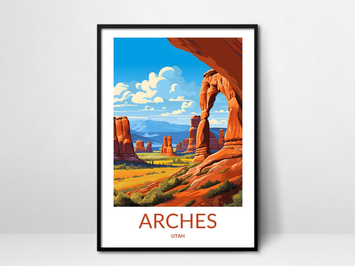 Arches Utah Red Rock Sandstone Arch Desert Landscape Travel Poster