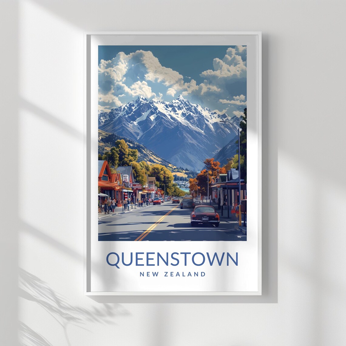 Queenstown New Zealand Mountain Town Street Adventure Travel Poster - Image 3