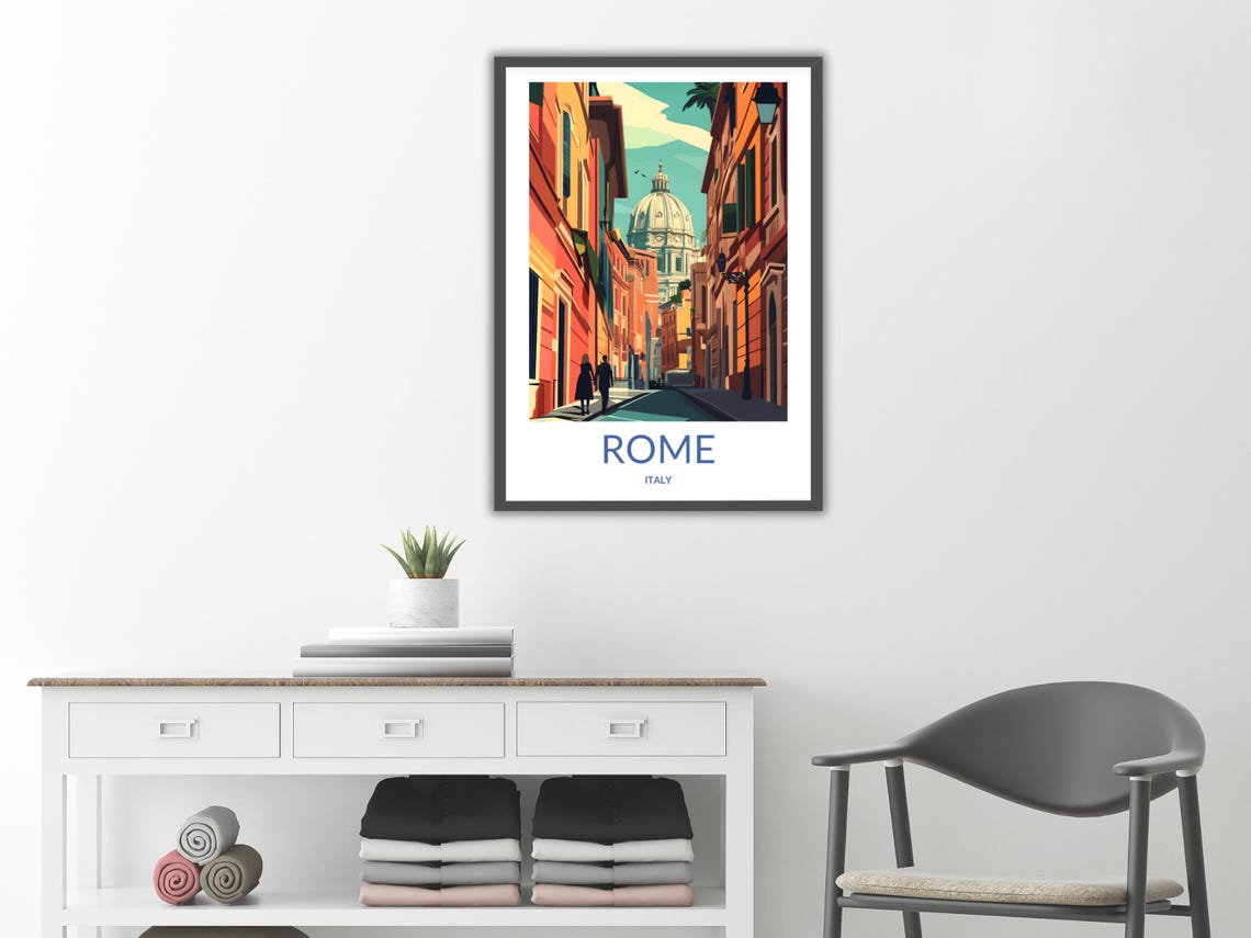 St Peters Basilica Print Rome Street Poster Italian Cityscape Art Vatican Rome Art Italy Travel Poster Historic Streets Decor - Image 2