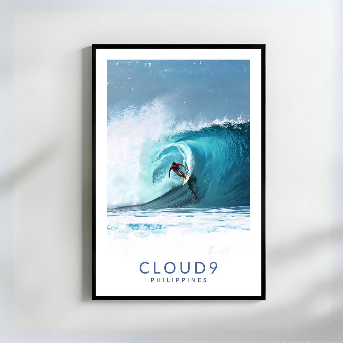 Cloud 9 Philippines Big Wave Barrel Surfer Action Travel Poster